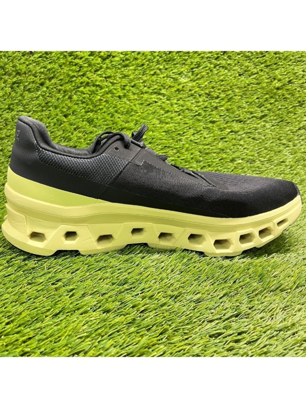 On Cloudmonster Mens Size 12 Black Green Athletic Running Walking Shoes Sneakers